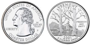 Vermont State Quarter 2001 Philadelphia Mint