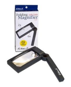Whitman Rectangular Folding Magnifier with 2X Magnification and Light #2131