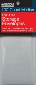 pack of 100 PVC-Free Poly Open End Coin Storage Envelopes Medium