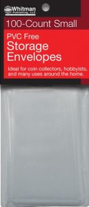 pack of 100 PVC-Free Poly Open End Coin Storage Envelopes Small 