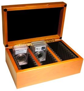 Wood Storage Box for 30 Certified Coins (Slabs) 
